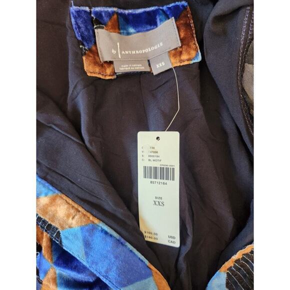 NWT Anthropologie The Somerset Mini Dress Velvet Edition Size XXS Blue 9B409 - Picture 7 of 10